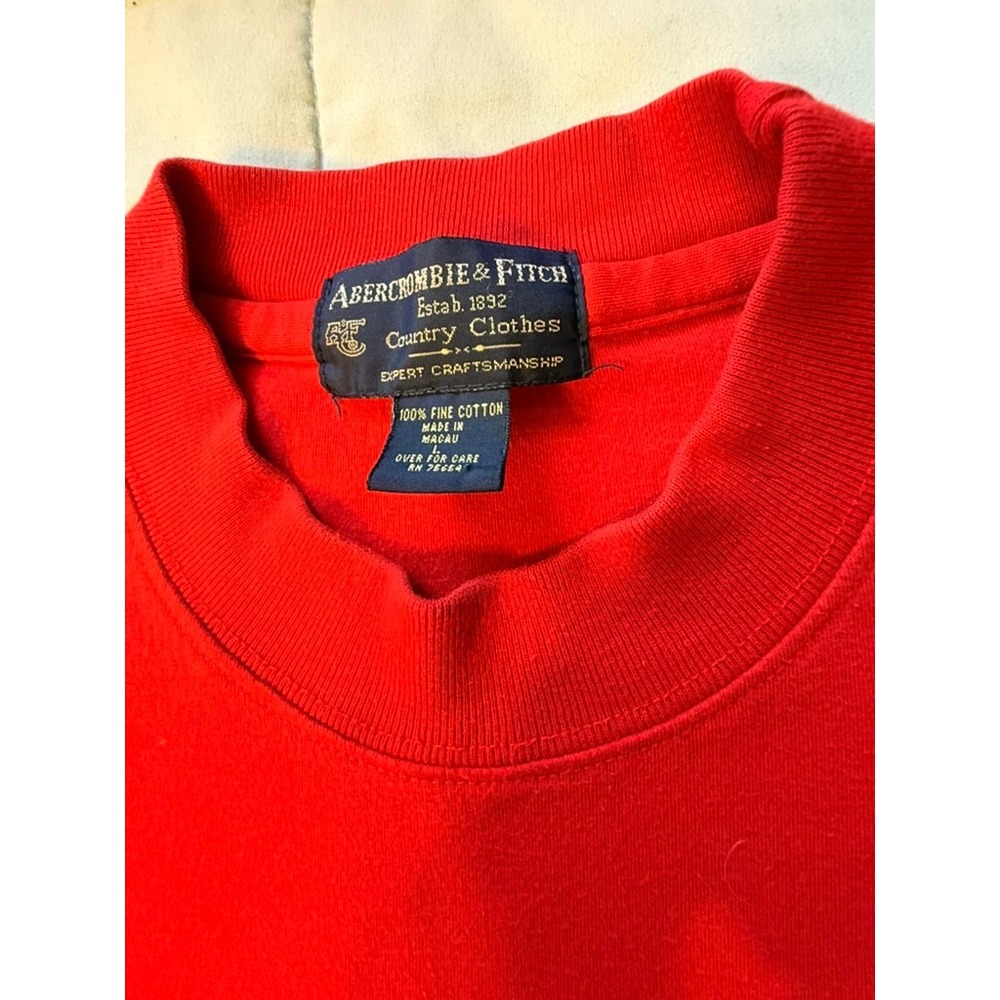 Abercrombie & Fitch Long Sleeve Shirt Mens L Red Good Vintage Pocket Mock Neck